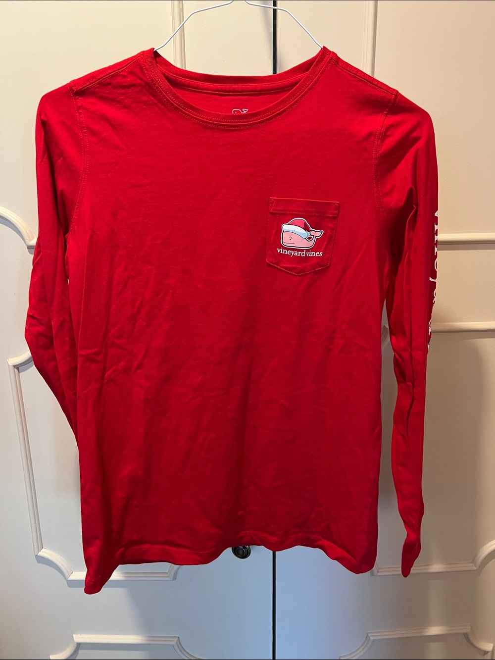 Vineyard Vines Red Long-Sleeve Pocket Tee